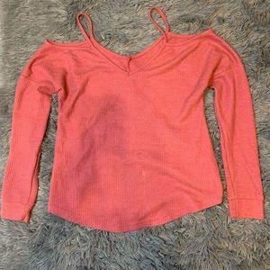 Pink Knitted Long Sleeve Blouse